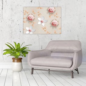 Tablou pe sticlă - Flori de trandafiri (70x50 cm)