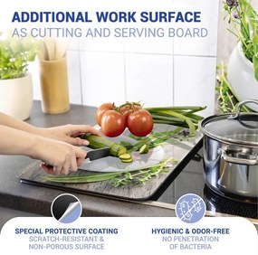 Set 2 protecții din sticlă pentru aragaz Wenko Herbal, 52 x 30 cm