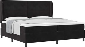 vidaXL Pat cu arcuri cu saltea cu headboard Negru 200 x 200 cm Catifea
