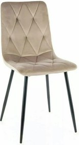 Scaun bucatarie cu spatar TOM, bej/negru, stofa catifelata/metal, 45x3