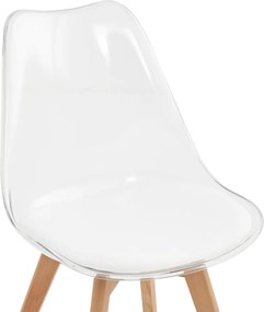 Scaun, transparent, acrilat/piele ecologică/fag, BALI 2 NEW