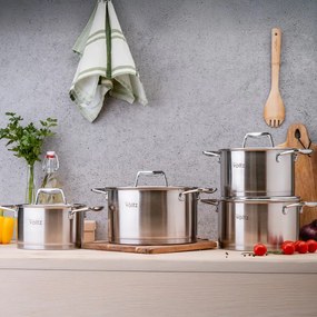 Oala Oliver Voltz OV51210P24 Berlin Premium Collection, 24 cm, 6.1 L, Otel inoxidabil 18/10, Inductie, Inox