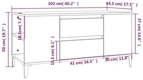 Comoda TV, alb, 102x44,5x50 cm, lemn prelucrat 1, Alb