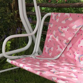 AIYAPLAY Leagăn pentru Copii de Exterior cu 2 Locuri, Acoperiș Reglabil și Centuri de Siguranță, Leagăn Grădină și Interior din Oțel și Material Oxford, Max 60 kg, 112x75x120 cm, Roz | Aosom Romania