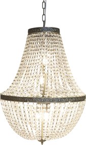 Candelabru francez din sticlă și fier, cu prisme din sticlă, finisaj alamă antichizată, H75 cm × Ø55 cm, „Versailles”