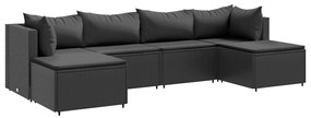 3308243 vidaXL Set mobilier de grădină cu perne, 6 piese, negru, poliratan