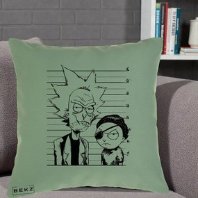 Perna Personalizata Rick si Morty Dosar, 40x40 cm, Verde, Husa Detasabila, Perna Inclusa, BEKZ®