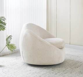 Fotoliu Rotativ – Fotoliu Modern și Confortabil pentru Living, Material Textil, Crem