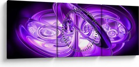 Tabloul fractalilor în violet (cu ceas) (90x30 cm)