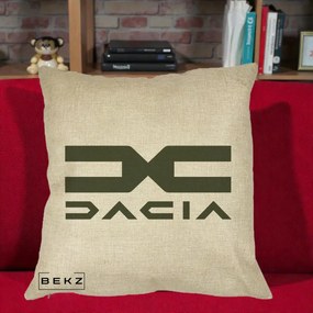 Perna Personalizata cu emblema Dacia, 40x40 cm, Crem, Husa Detasabila, Perna Inclusa, BEKZ®