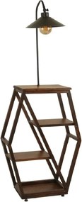 Masuta cu lampadar lemn-metal, Homs, nuc-negru,Seria lx, 40061