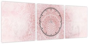 Tablou - Mandala roz (cu ceas) (90x30 cm)