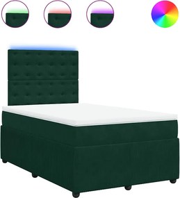 vidaXL Pat box spring cu saltea, verde închis, 120x200 cm, catifea