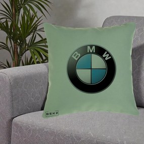 Perna Personalizata cu emblema BMW, 40x40 cm, Verde, Husa Detasabila, Perna Inclusa, BEKZ®