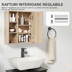 HOMCOM Dulap cu oglindă din MDF și PAL, cu 3 rafturi laterale și raft interior reglabil, 60x14.5x49.4 cm | Aosom Romania