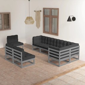 3076676 vidaXL Set mobilier de grădină cu perne, 8 piese, lemn masiv de pin