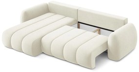 Colțar bej extensibil/cu spațiu de depozitare cu tapițerie din țesătură bouclé (cu colț pe partea stângă/cu șezlong) Pele – Makamii