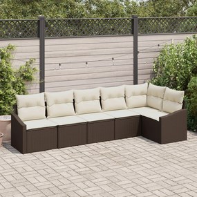vidaXL Set de canapele pentru grădină 6 pcs Maro Rattan poli