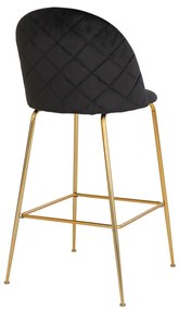 Scaun de bar Lausanne, catifea, negru, picioare cu efect de cupru
