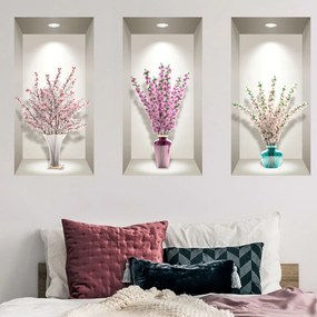 Set 3 autocolante 3D pentru perete Ambiance Bunches of Cherry