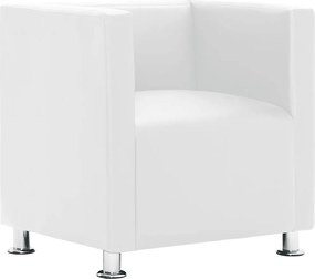 vidaXL Fotoliu cub, alb, piele ecologică