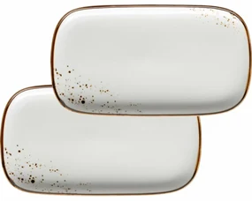 Mäser Set de 2 tăvi Pintar White cu puncte maro 25x 14 x 2 cm, S