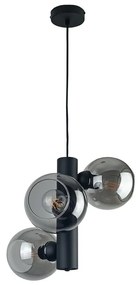 Lustră pe cablu TUBE 3xE27/60W/230V negru/transparent