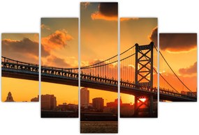 Tablou - Apus de soare peste Podul Ben Franklin, Philadelphia (150x105 cm)