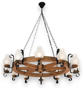Candelabru rustic fabricat manual din lemn Roata 12L