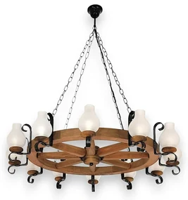 Candelabru rustic fabricat manual din lemn Roata 12L