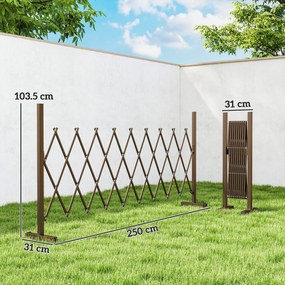 Outsunny Trellis Extensibil Freestanding Gard Mobil Pliabil, Panou Ecran Grădină Aluminiu, 250x103,5cm, Cafea Închis | Aosom Romania