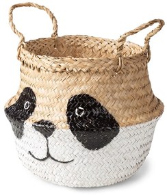 Coș de jucării pentru copii alb/în culoare naturală din iarbă-de-mare ø 25x24 cm Panda – Compactor