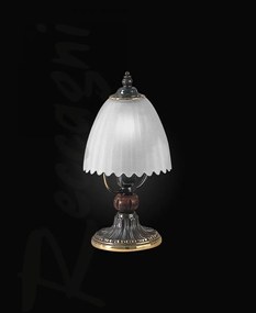 Veioza, Lampa de masa design italian din alama cu lemn 3510