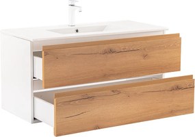 Vario Pull 100 dulap de bază cu chiuvetă stejar alb