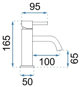 REA-B4102 - Baterie pentru lavoar LUNGO, 16,5 cm, neagră