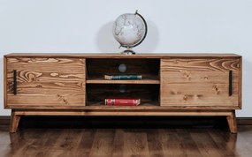Comodă TV lemn masiv Timeless 2 Uși culisante 2 Nișe Whisky, 146 × 40 × 48 cm