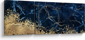 Tablou - Marmură albastru închis (cu ceas) (90x30 cm)