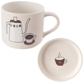 Cană cu capac albă din porțelan 450 ml – Orion