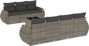 vidaXL Set canapele de grădină cu perne, 8 piese, gri, poliratan