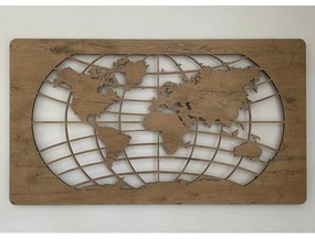 Li-Go 4868/DUB2 - Decorațiune de perete LED, 24W, 230V, 110x60 cm, stejar/harta lumii