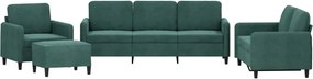 vidaXL Set de canapele, 4 piese, verde închis, catifea