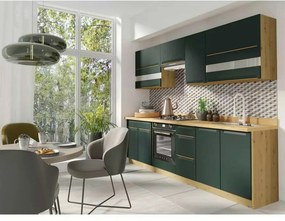 Set bucatarie GLAMOUR C PLUS, carcasa stejar artisan/fronturi verde ma