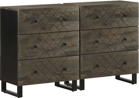 vidaXL Bufete 2 buc Negru 60x33x75 cm Lemn masiv Mango