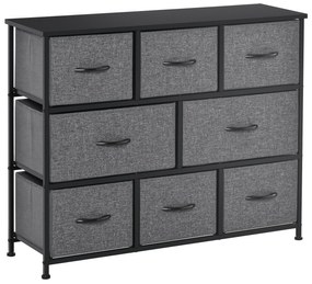 HOMCOM Comodă Chiffonnier Mobilier de Depozitare 8 sertare Pliabile din Țesătură 100 x 30 x 78,5 cm Gri închis | Aosom Romania