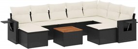vidaXL Set canapele de grădină cu perne, 10 piese, negru, poliratan