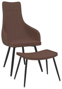 Fotoliu cu taburet, maro, material textil 1, Maro, Cu scaunel pentru picioare