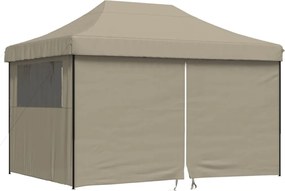 vidaXL Cort pliabil pentru petreceri cu 4 pereți laterali, gri taupe
