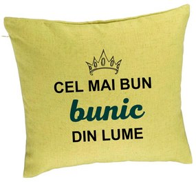 Perna Decorativa pentru Bunicul 1, 40x40 cm, Verde, Husa Detasabila, Burduf