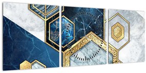 Tablou - Hexagoane de marmură (cu ceas) (90x30 cm)