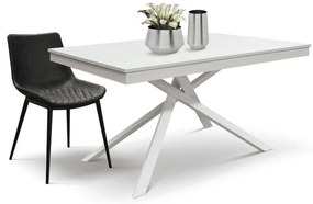 Masa Tiglio, blat extensibil pal laminat, picior metalic - BLAT MARMORAT, PICIOR GRI ANTRACIT - 160 cm / 80 cm